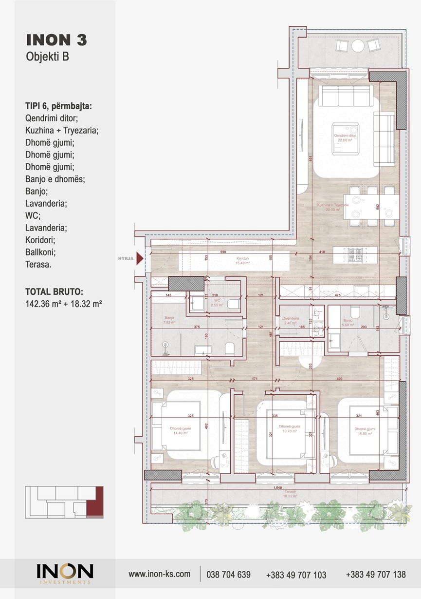 Tipi 6 — 3 Dhoma Gjumi + Terasa